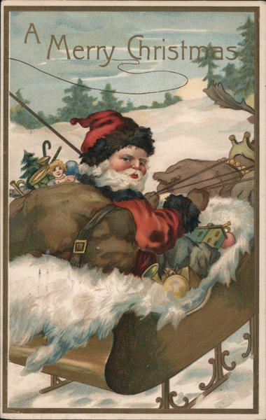 A Merry Christmas Santa Sled Toys Reindeer Snow Santa Claus