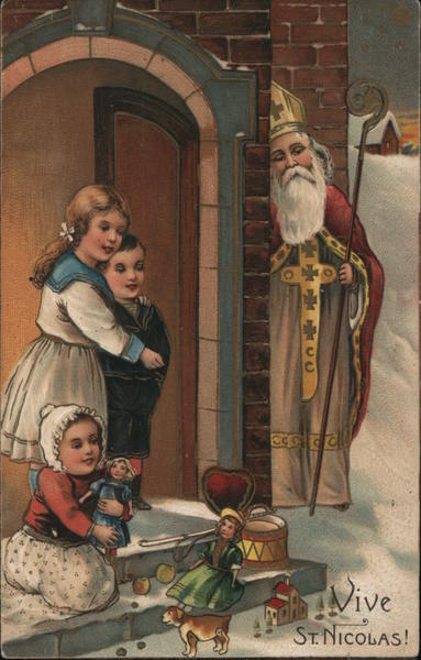 Children Toys St. Nicholas Door Snow Vive St. Nicolas!