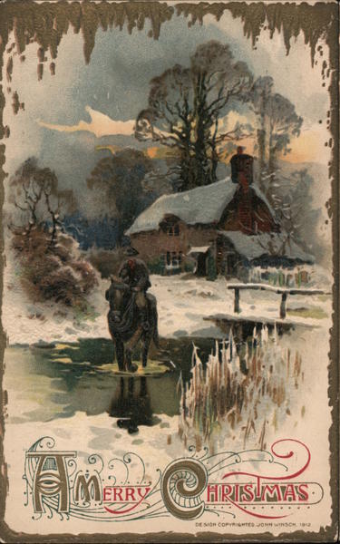 Country Scene Snow A Merry Christmas John Winsch