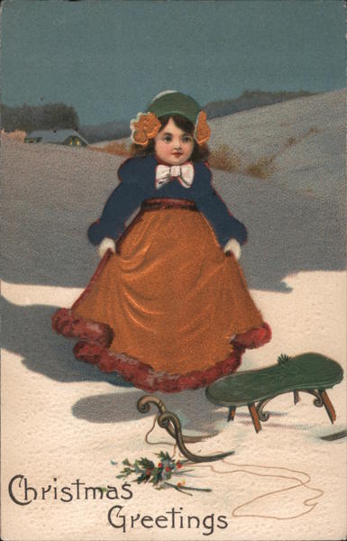 Christmas Greetings Children Postcard
