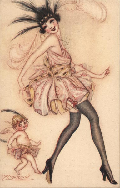 Angel Woman Flappers 1920s Art By Achille Mauzan Artist Signed