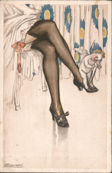 Woman's Stockings, Legs, Cupid Mauzan Artist Signed