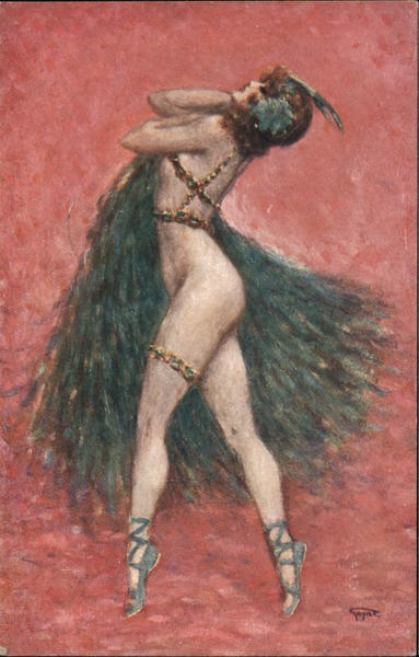 Nude Fan Dancer Gayac Artist Signed