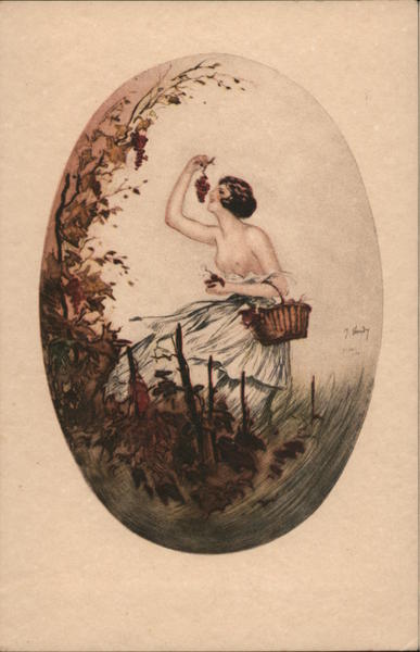 Topless Woman Eating Grapes Fresh Off the Vine J. Hardy