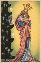 Christmas - Madonna and Child with Christmas Tree Madonna & Child Postcard Postcard Postcard