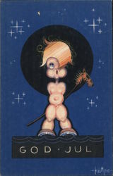 Swedish Holiday Greeting "God Jul" Postcard