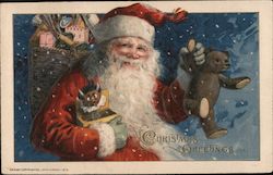 Christmas Greetings - Santa holding toys Santa Claus John Winsch Postcard Postcard Postcard