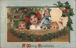 Children Wish A Merry Christmas Postcard