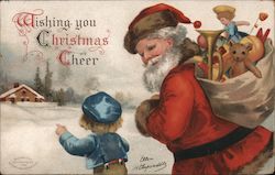 Santa Delivering Presents With Dutch Boy Postcard