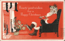 Fade-Away Hearty good wishes for a Happy Christmas Santa Claus Postcard Postcard Postcard