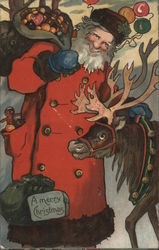 Santa Delivering Chocolates and Candy Santa Claus Postcard Postcard Postcard