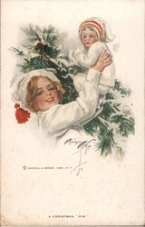 Christmas Woman Child Tree A Christmas "Him" Postcard
