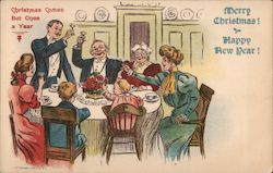 Christmas Comes But Once A Year - toasting family around dinner table Postcard