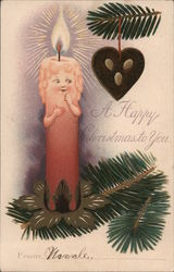 A Happy Christmas To You Candle Tree Decoration Postcard