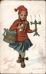 God Jul Sammy Nystrom Girl Postcard