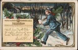 Postal Telegraph Commercial Cables Telegram Will leave North Pole to Postcard