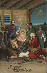 A Merry Christmas Nativity Scene Postcard