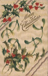 Holly Berries Merry Christmas Postcard