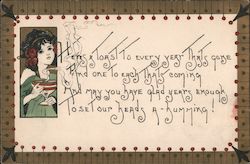 Woman holding a steaming drink Postcard