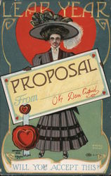 Leap Year - Woman Holding Proposal Postcard Postcard Postcard