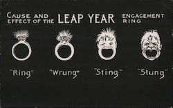 Leap Year - cartoon - stages of an engagement ring Postcard Postcard Postcard