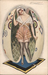 Woman exiting an egg Easter Mauzan Postcard Postcard Postcard