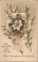 Best Wishes for Easter - cross with white flowers Postcard