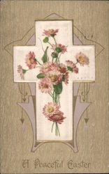 A Peaceful Easter Cross with flowers on it. Postcard