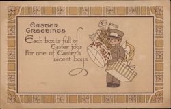 Easter Greeting - Deliveryman With Gifts Postcard
