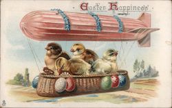 Easter Happiness - Zeppelin with a Basket of Chicks Postcard