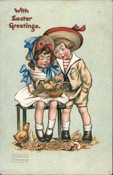 With Easter Greetings. With Children Katherine Gassaway Postcard Postcard Postcard