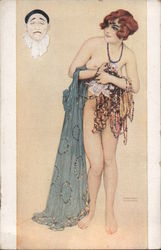 Nude Woman L'Avarice, Pierrot Postcard