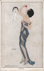 Pierrot, Woman "Gluttony" Postcard