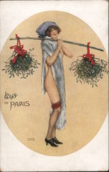 Le Gui De Paris Woman Carrying Plants On Branch Postcard