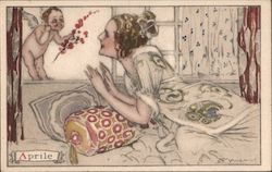 Cupid at the Window, Aprile Postcard