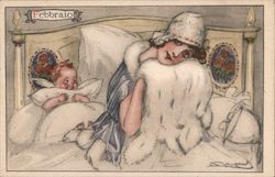 A Woman and Cherub in a Bed, Febbraio Postcard