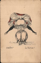 La Voltige!! Female French Dancer Leap Frogging over Pig Postcard