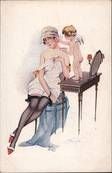 Le Fard Rose Suzanne Meunier Woman Angel Postcard