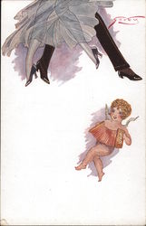 Dancing Feet over an Angel with Accordion Postcard