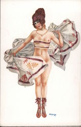 Phryne Woman Wrapped in Fabric Artist Signed Mathilde Angeline Herouard Postcard Postcard Postcard