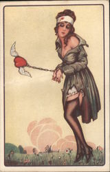 Woman Chained by Heart Postcard