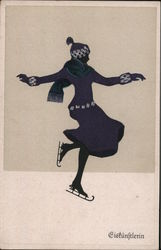 Figure Skater Silhouette Art Postcard
