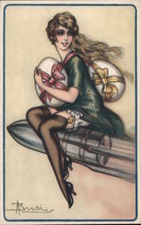 Woman Eggs Wrapped With Ribbon Postcard