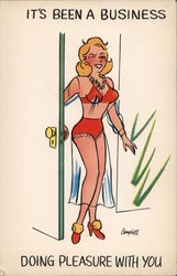 It's Been a Business Doing Pleasure with You - Woman in Lingerie Comic Campbell Postcard Postcard Postcard