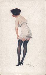 Woman in Stockings "Pecheresses" Postcard