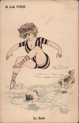 A La Mer Le Saut Vintage Postcard