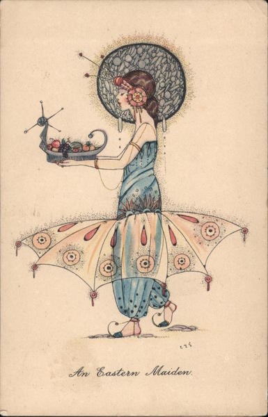 An Eastern Maiden Art Deco C. E. Shand Artist Signed