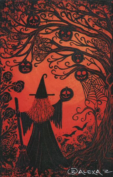 Tree Jack O Lanterns Webs Witch Redheaded Witch #1 By