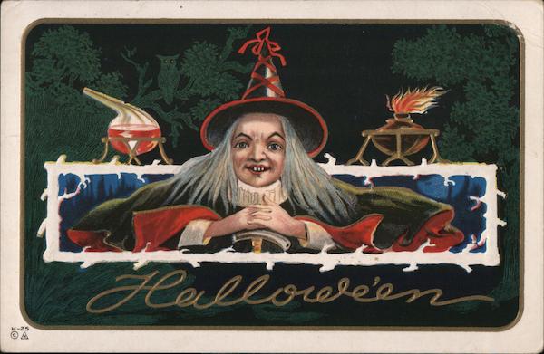 Witch in Red Trimmed Hat: Hallowe'en Halloween