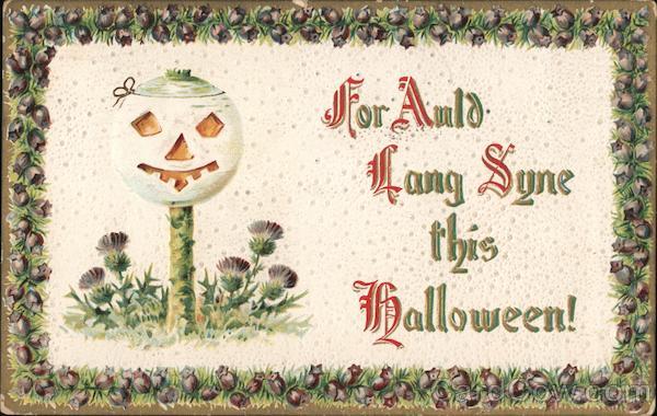For Auld Lang Syne this Halloween - White Jack-O-Lantern on a Pole